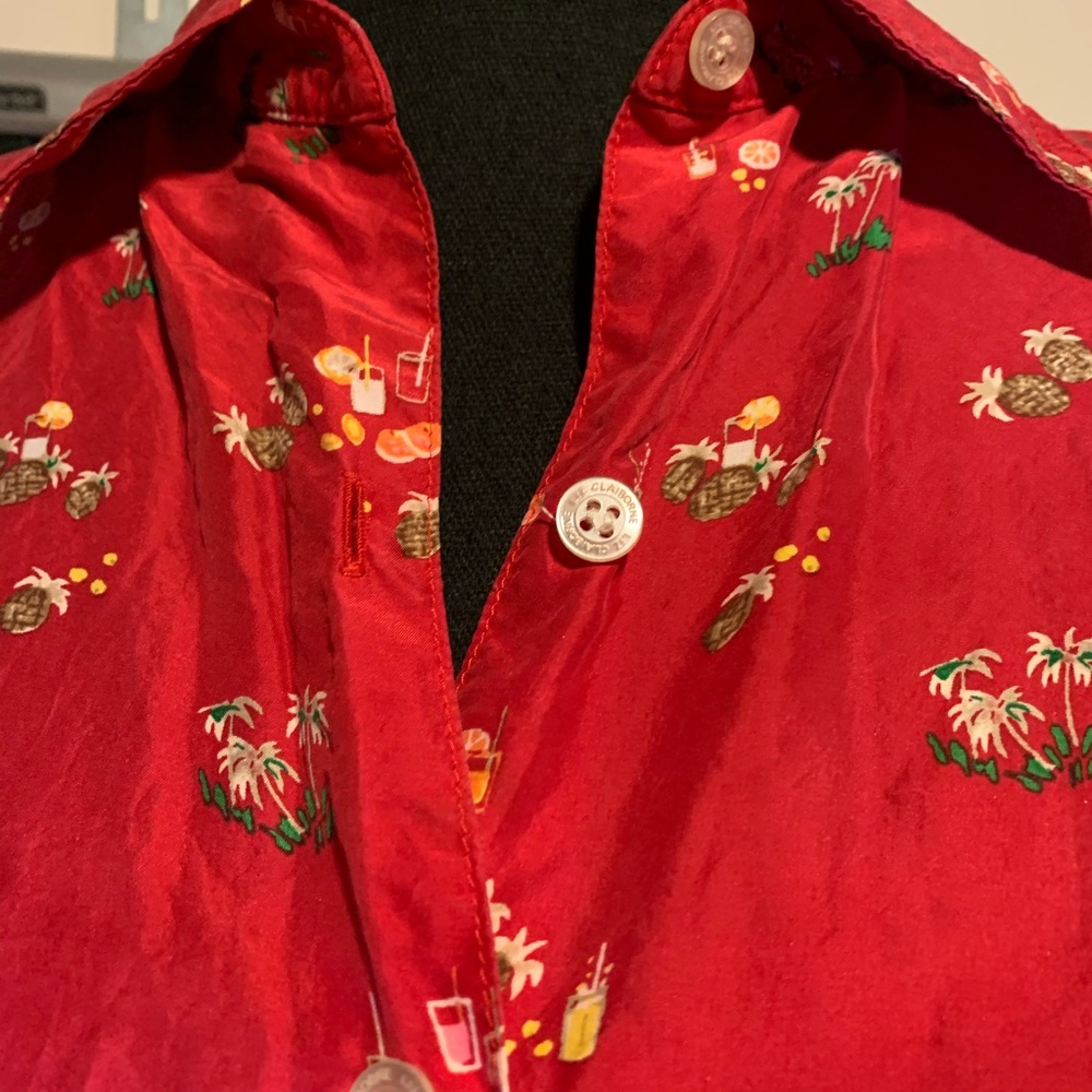 Vintage Print Silk red tropical print 🏝 🍸EUC